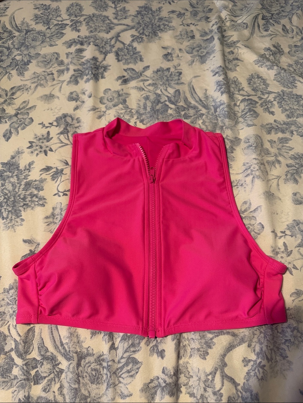 wild fable Hot Pink Zip-Front Bikini Crop Top